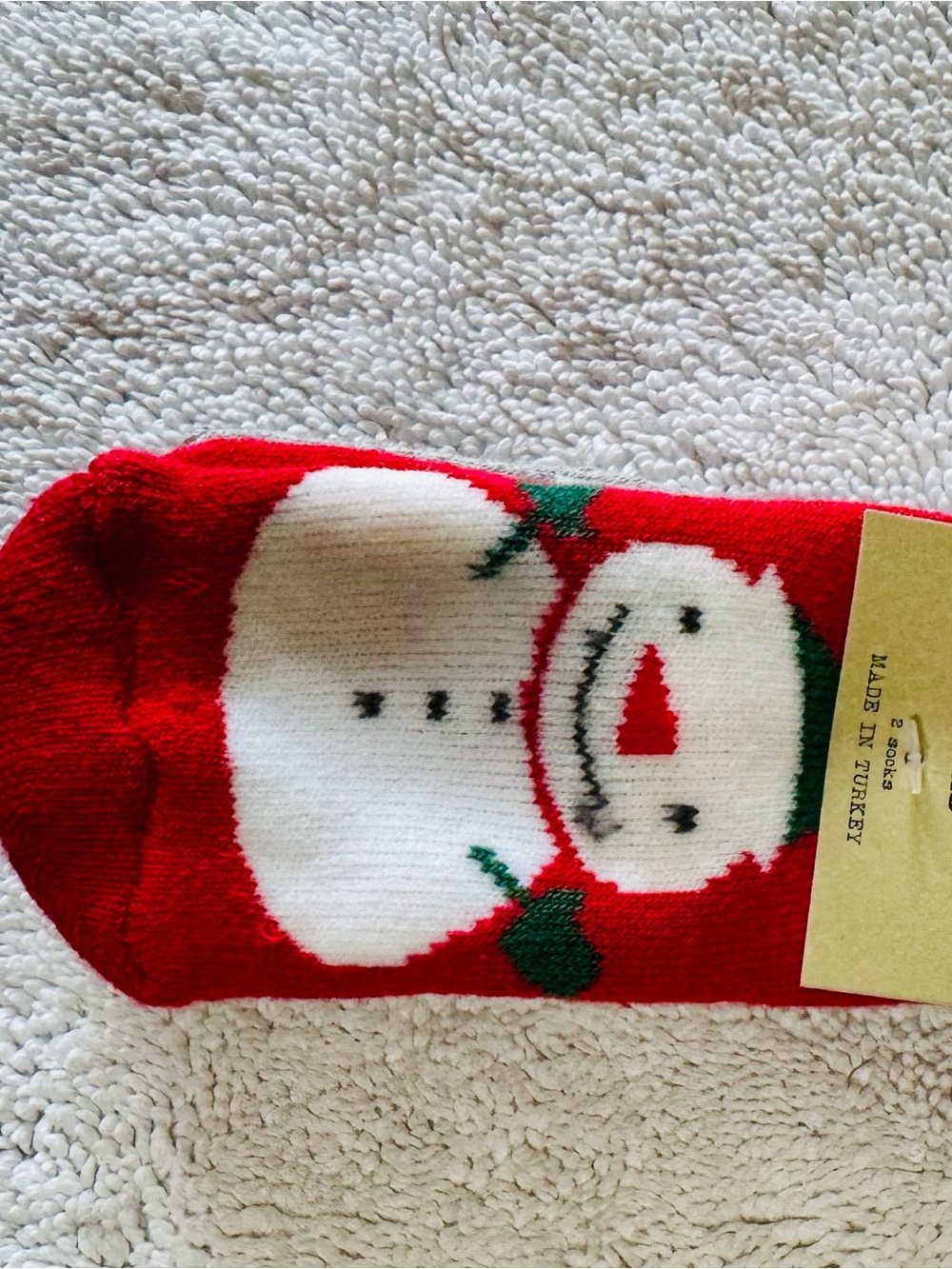 Zara Red White Green Snowman Kids Socks